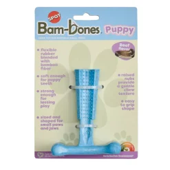 Bam-Bones Puppy Beef Tuggleksak till Valp Blå 10,5 cm