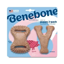 Benebone Dentaltugg/Wishbone Hundben i Nylon för Valp Bacon 2-pack XS