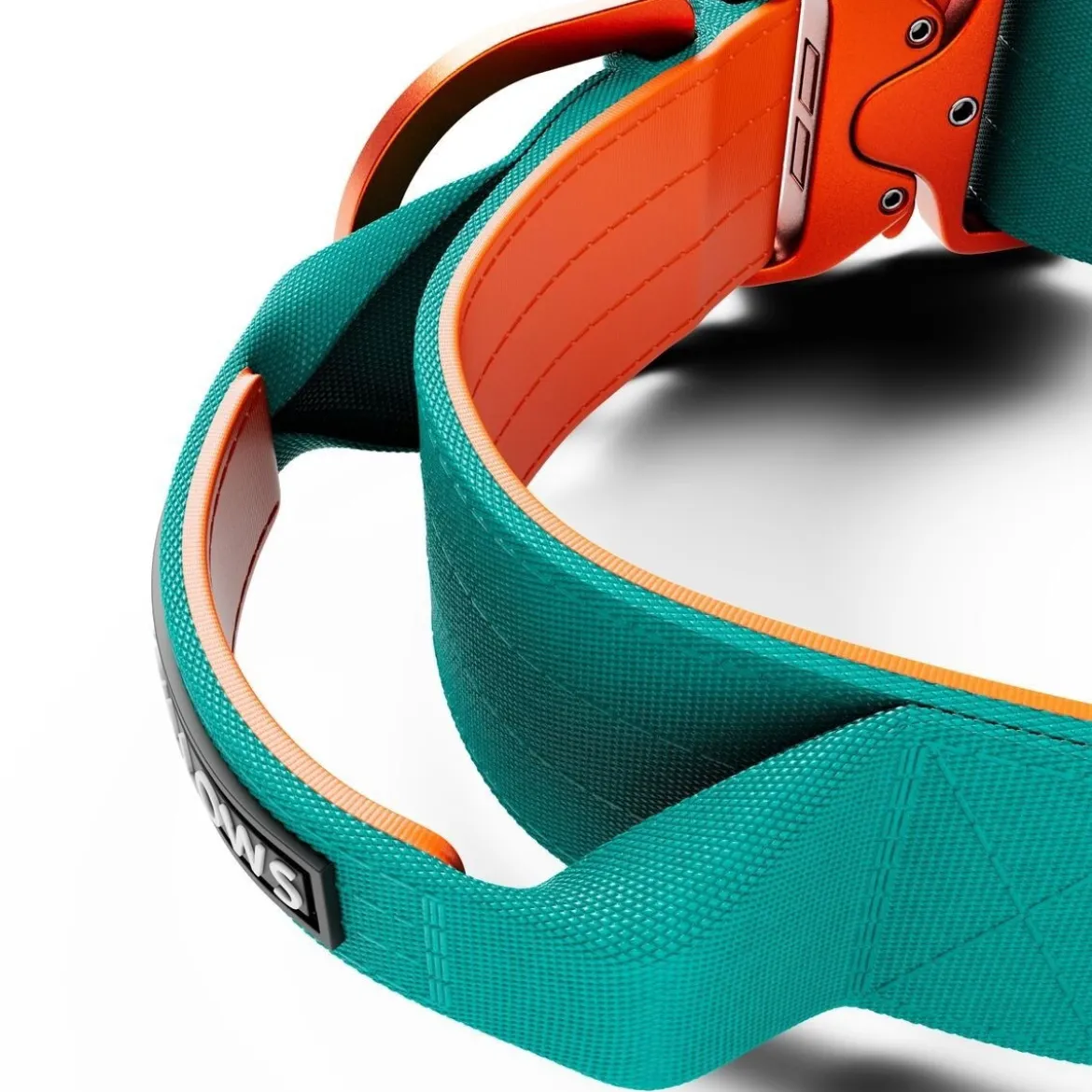 BullyBillow Combat Hundhalsband med Handtag Turkos och Orange 5 cm