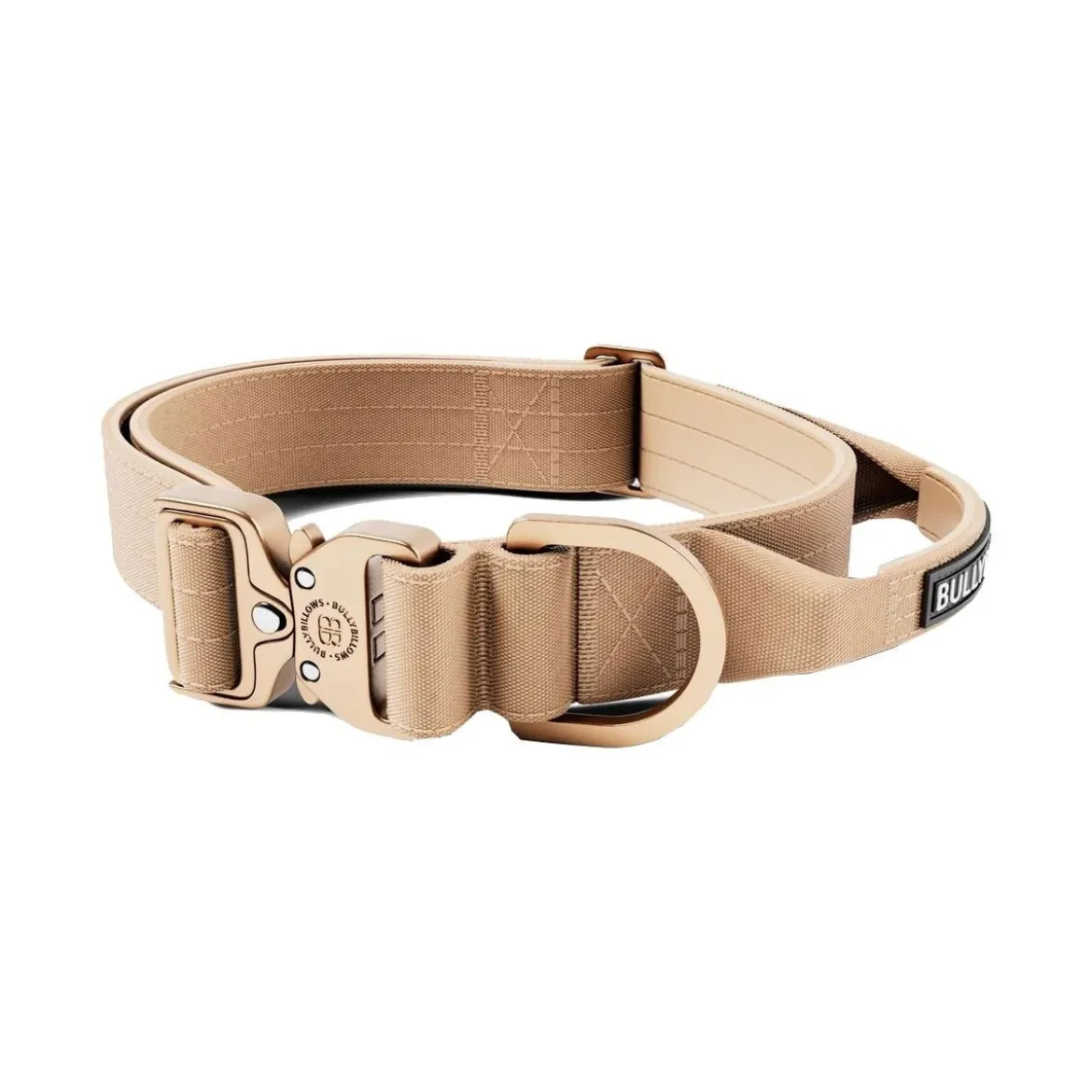 BullyBillows Combat Hundhalsband med Handtag Beige 4 cm