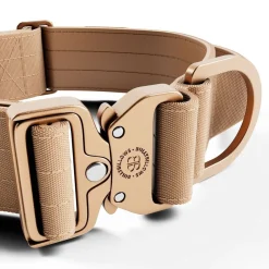 BullyBillows Combat Hundhalsband med Handtag Beige 4 cm