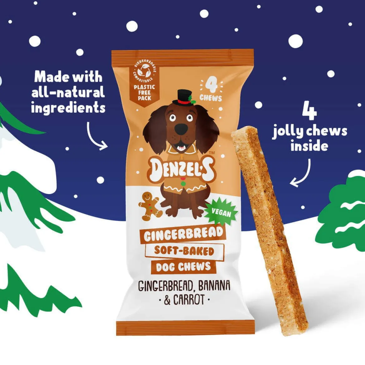 Denzel's Gingerbread Soft Baked Sticks Julgodis till Hund 75 g