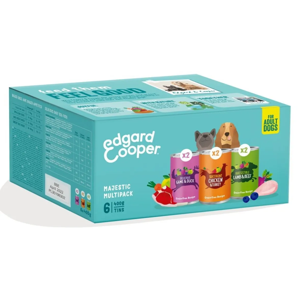 Edgard & Cooper Dog Adult Multipack Lamm, Kyckling & Vilt 6x400g