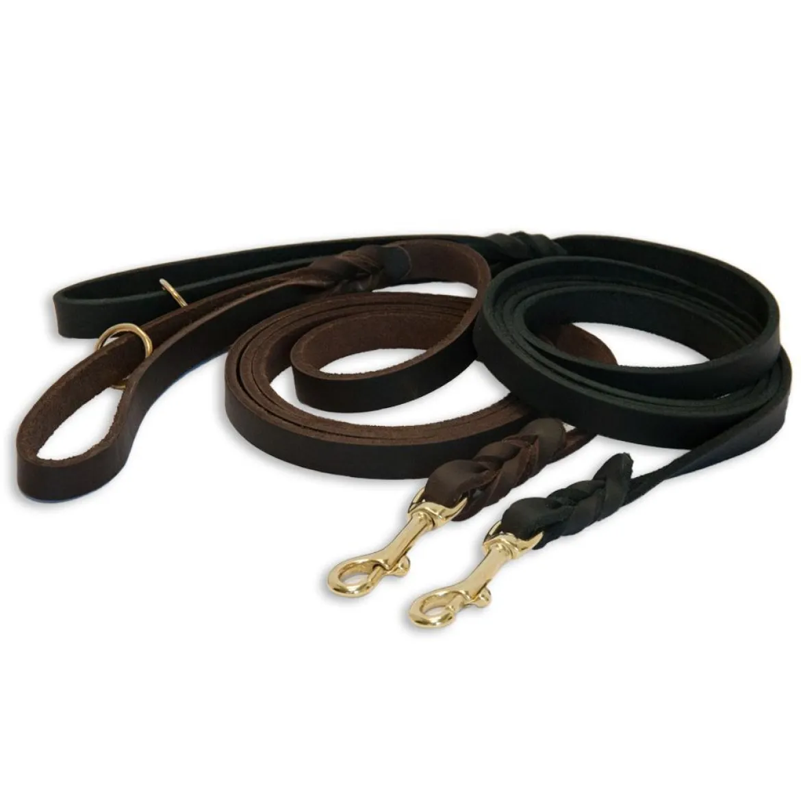 Feel Leather Braid Läderkoppel Mässing Svart