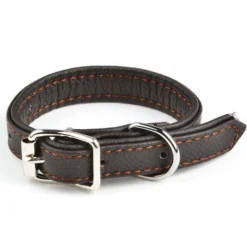 Feel Leather Vadderat Läderhalsband Brun