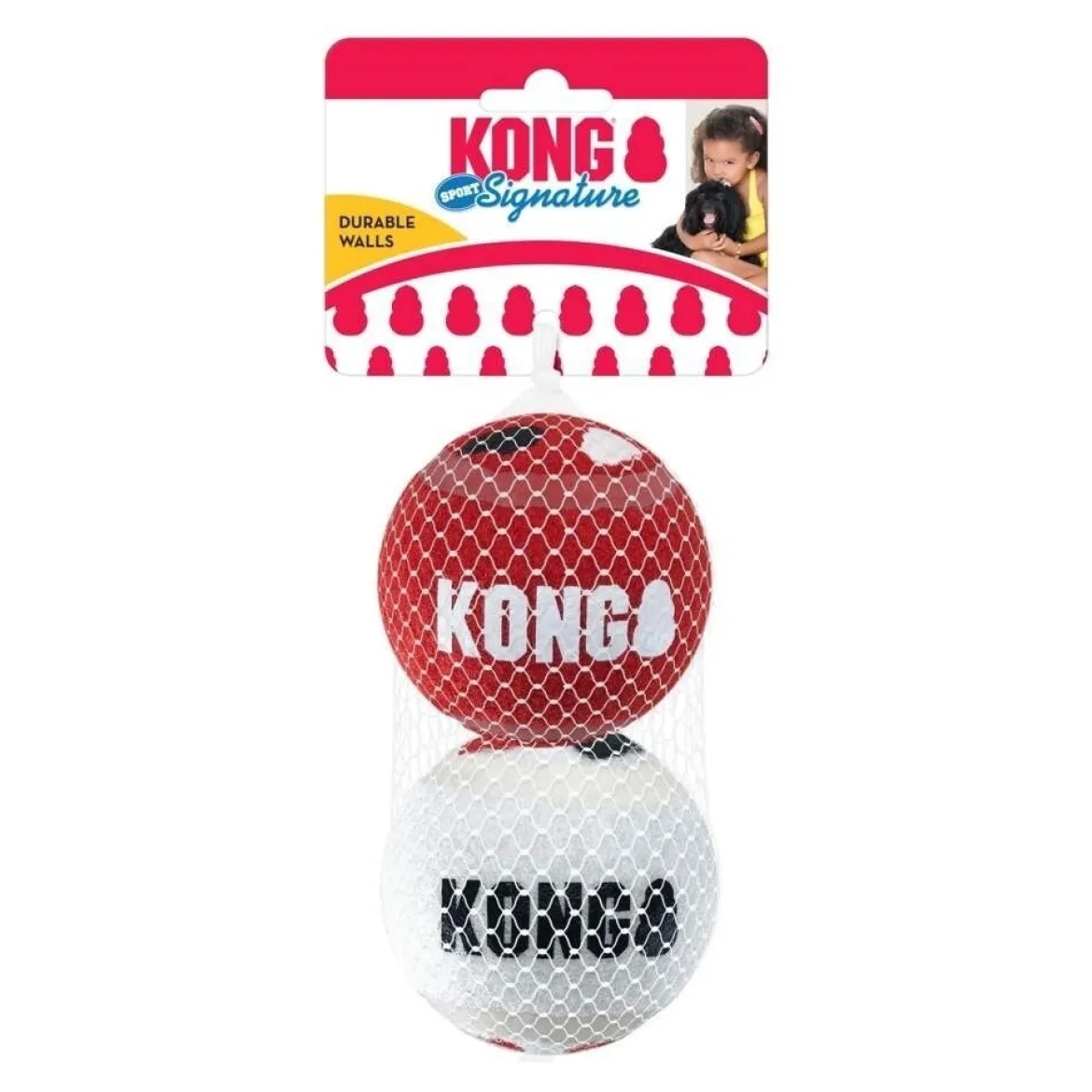 KONG Signature Sport Hundbollar L 8 cm 2-pack