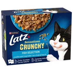 Latz Sensations Crunchy Fish i Gelé Våtfoder till Katt 10x85g+40g
