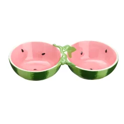 Little&Bigger Juicy Vibes Dubbel Keramikskål till Hund Vattenmelon