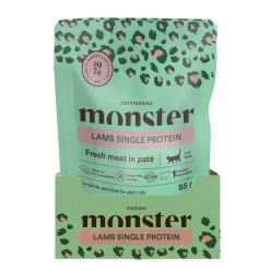 Monster Cat Pouches Adult Lamb Våtfoder till Katt 16 x 85 g
