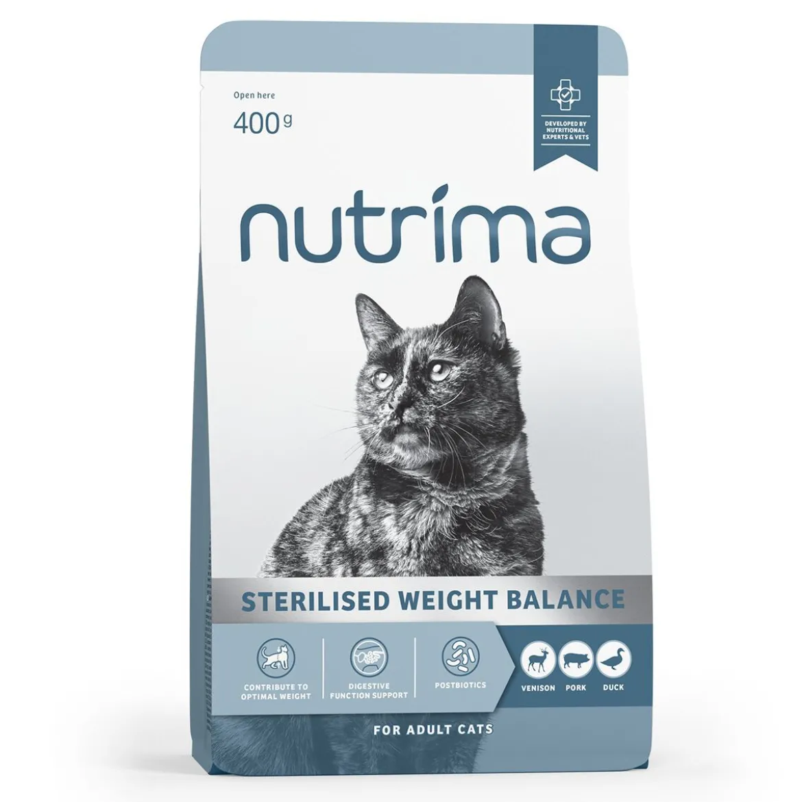Nutrima Cat Adult Sterilised Weight Balance Venison, Pork & Duck Torrfoder till Katt
