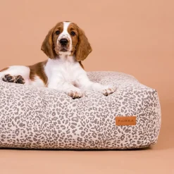 PAIKKA Hundmadrass Leopard Beige/Grå 125 x 80 cm