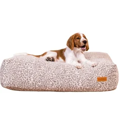 PAIKKA Hundmadrass Leopard Beige/Grå 125 x 80 cm