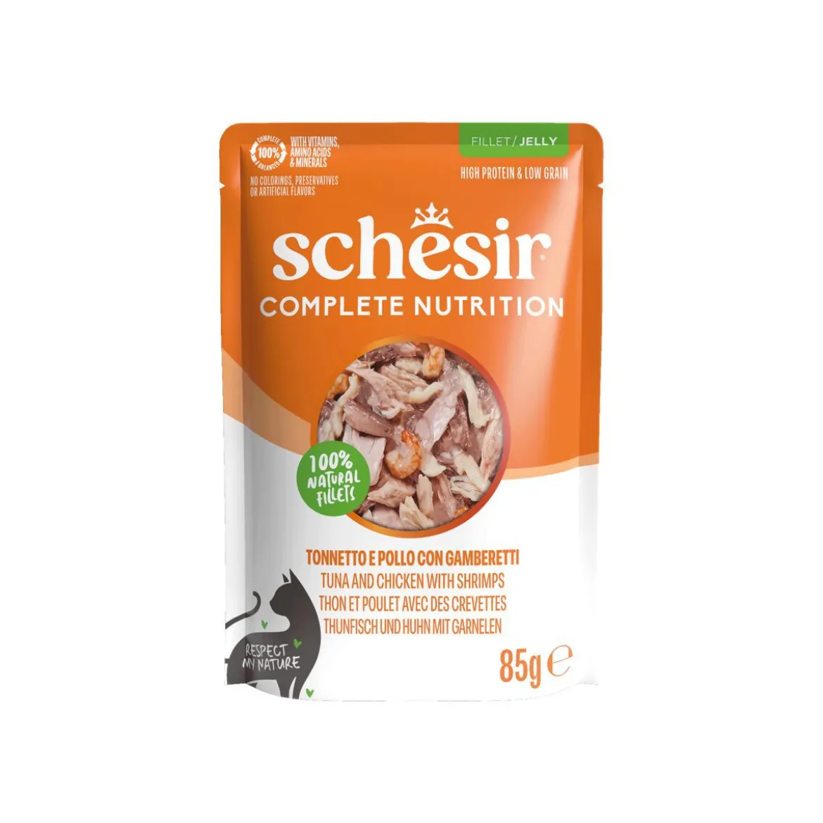 Schesir C&B Tuna, Chicken & Shrimps in Jelly Pouch 85 g