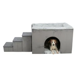Trixie Harvey Hundkoja med Trappa Grå