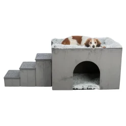 Trixie Harvey Hundkoja med Trappa Grå